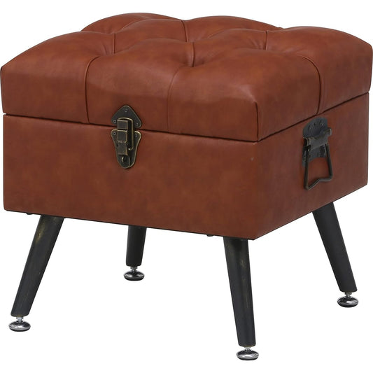 Fuji Boeki Stool Width 40 x Depth 40 x Height 44cm Brown Trunk Type Storage Synthetic Leather Load Capacity 80kg Dauchez 18561