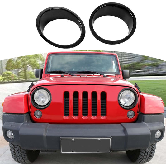 RT-TCZ Wrangler JK Headlight Cabat Rim Bezel Jeep Wrangler JK JK JKU Unlimited 2007-2017 2 Black Exterior Accessories