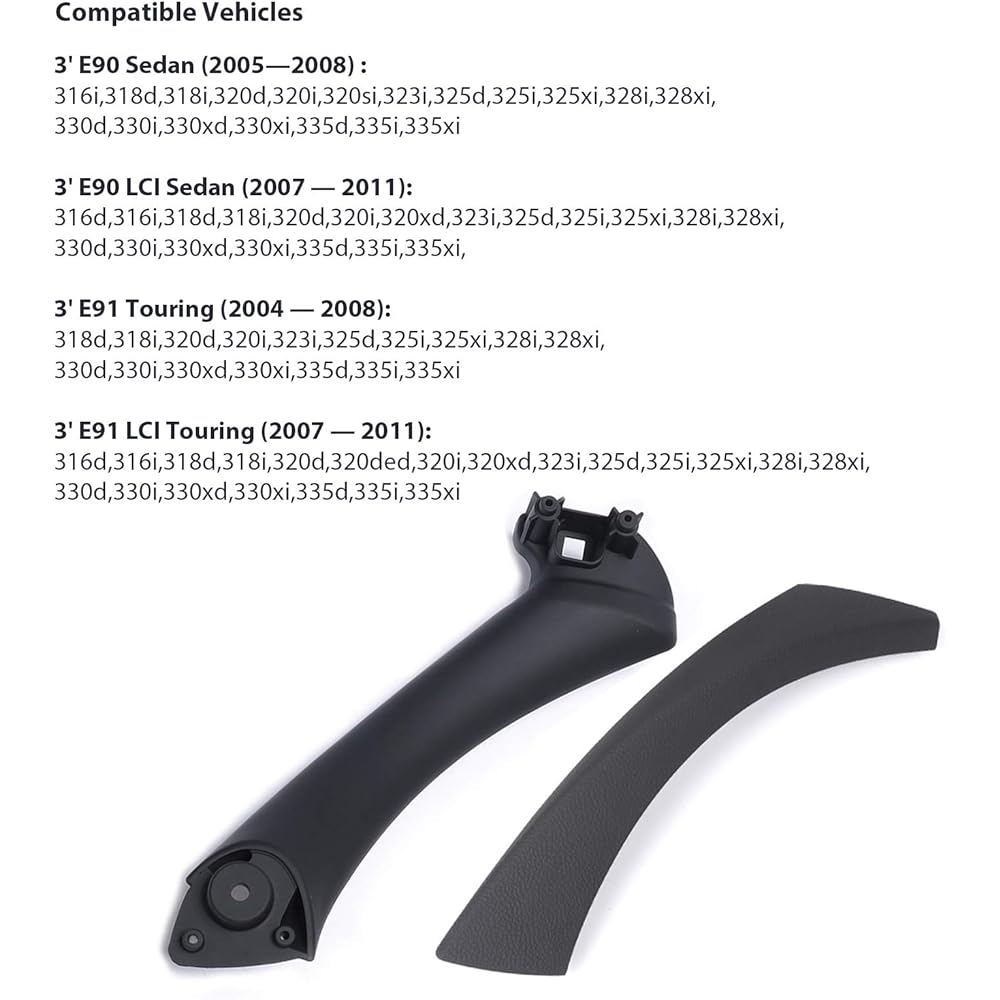 Jaronx BMW 3 Series E90/E91 Door handle exchange kit outer cover+door-pull handle passenger seat door handle BMW 316 318 323 325 325 330 335 (left side, pull handle+outer cover)