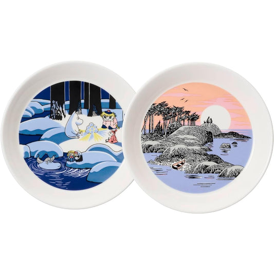 [Regular Imported Goods] Moomin (Moomin by ARABIA) Plate Set of 2 19cm Collector's Plate Set Snow Lantern & Mother and Sun Moomin Tableware Arabia 1067428