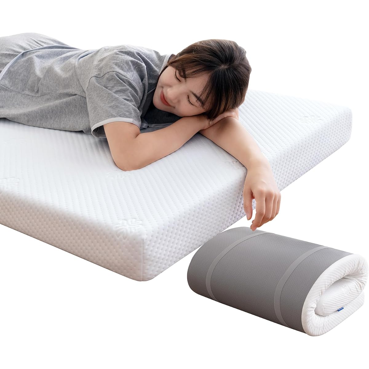High resilience mattress, semi-double, 2-layer structure, memory foam mattress, foldable, low back pain mattress, topper, futon, 120 day trial period, density 40D, hardness 150N, for guests, 120 x 190 x 10 cm
