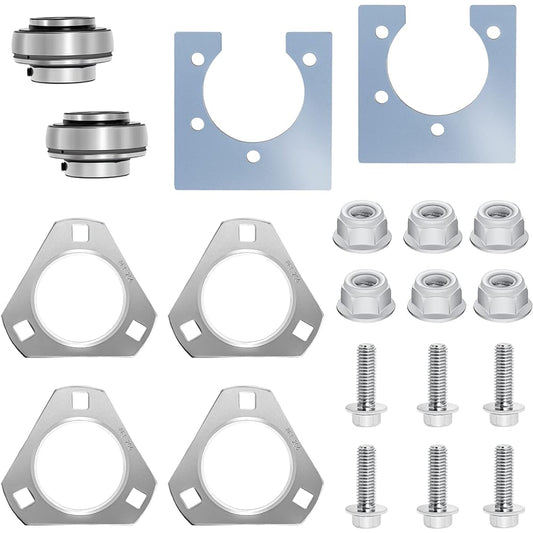 Go-Kart Live Axle Bearing Kit 1-1/4" Bearing Kit (3 Holes) Kit Perfectly Fits Go Kart Mini Bike Trike Off Road ATV