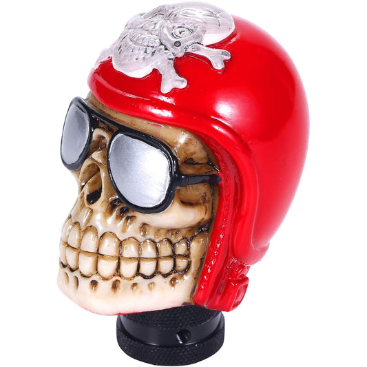 Bashineng Pirate stick shifter knob skull type replacement gear shift head Fits Most manual cars (red)