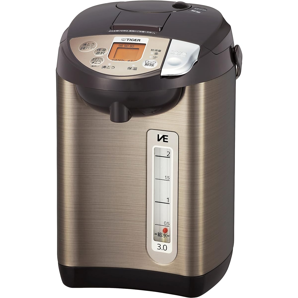 Tiger Thermos (TIGER) Electric Pot Steamless Energy Saving VE Heat Retention 7 Safe and Secure Structures Tokuko 3.0L Brown PIW-A300T