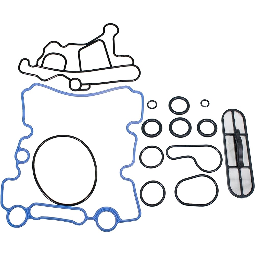 APDTY 133924 Engine oil cooler gasket & oil screen filter kit 2003-2010 Ford 6.0L diesel (for replacement of 3C3Z-6C683-AB, 3C3Z-6A642-CA, 3C3Z9N693A)