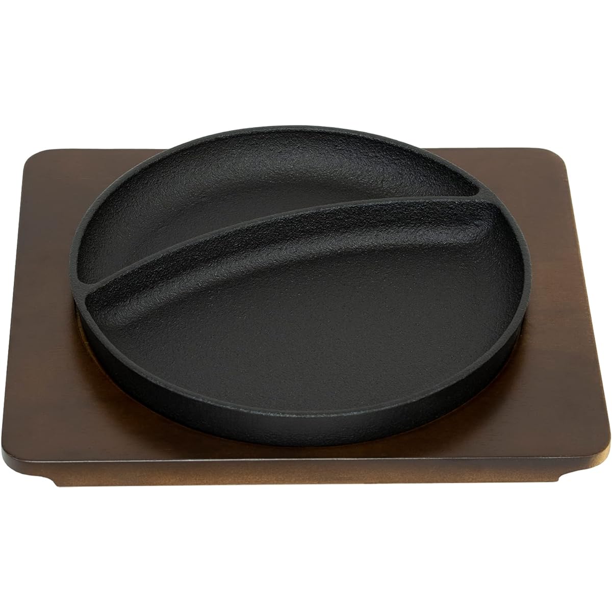 Ikenaga Iron Works Iron Plate Lunch Plate, Made in Japan, IH Compatible, Wooden Stand Included, 011428