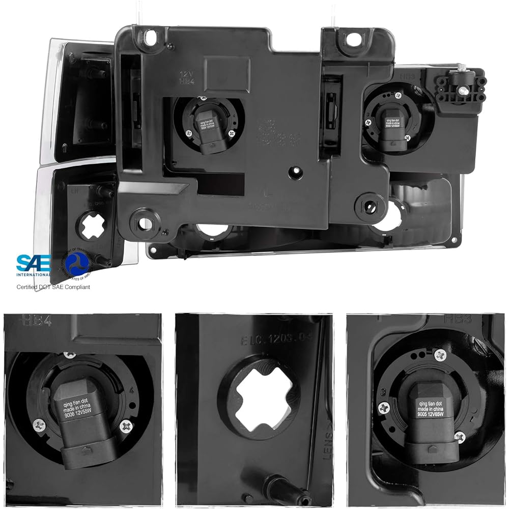 1994-1998 CHEVY C/K 1500/2500/3500 TAHOE SUBURBAN Full size C10 Black Headlight left+right headlamp