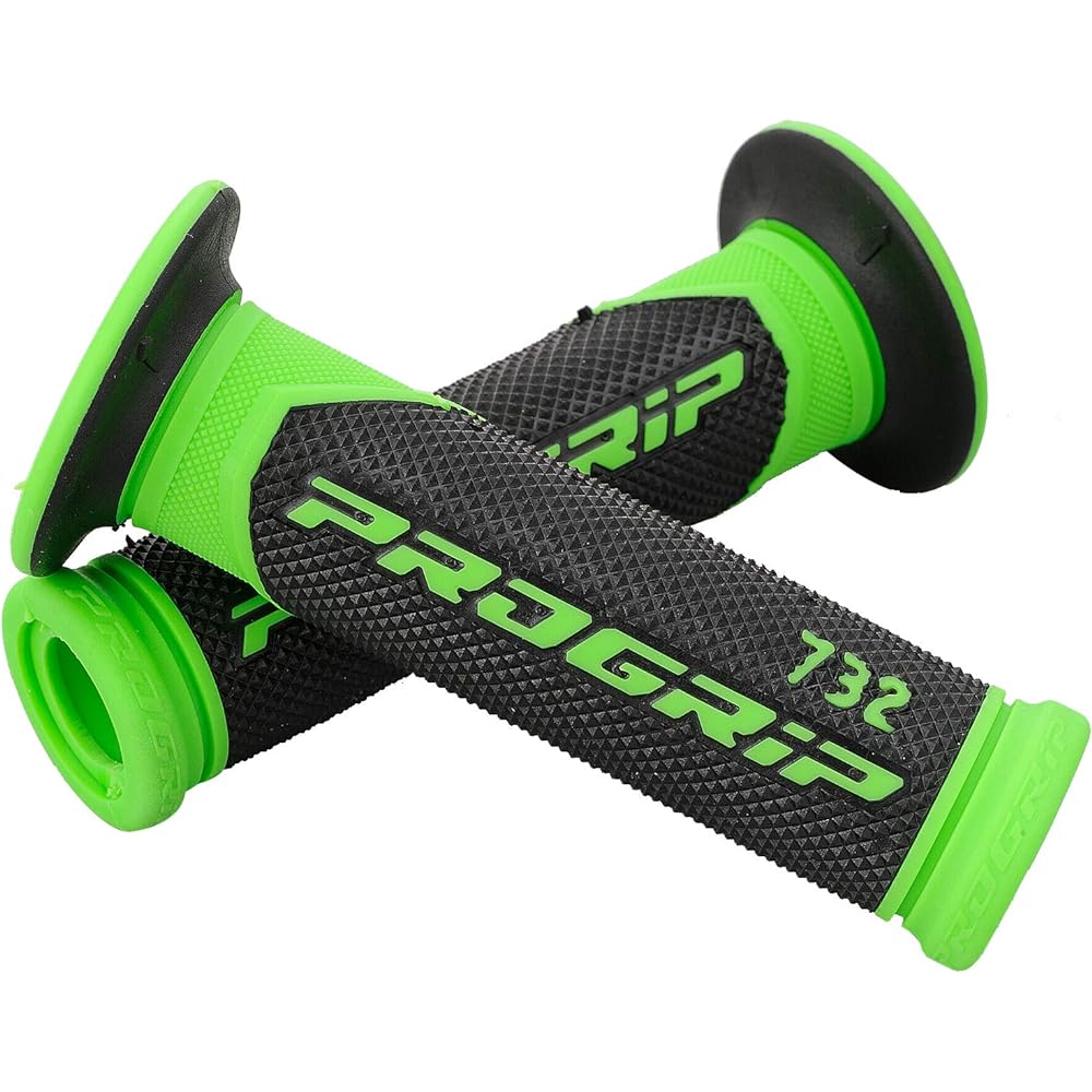 Daytona PROGRIP Motorcycle Handle Grip #732 Earthquake Resistant GEL 125mm End Penetration Black/Green 98097