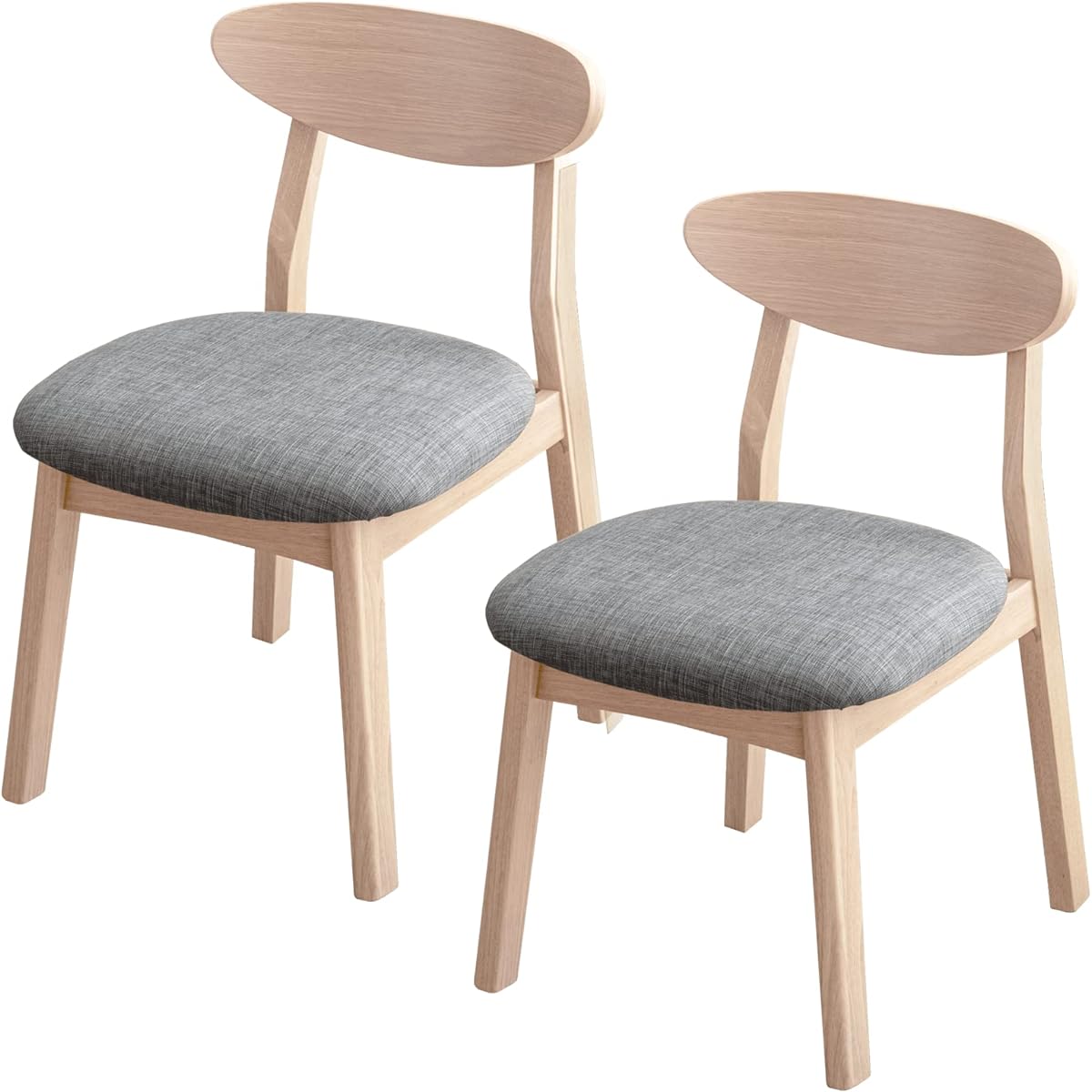 Tansu no Gen Dining Chair Set of 2 Scandinavian Cafe Living Chair Dining Chair Simple Fabric Seat Ash Gray 82100003(81090)