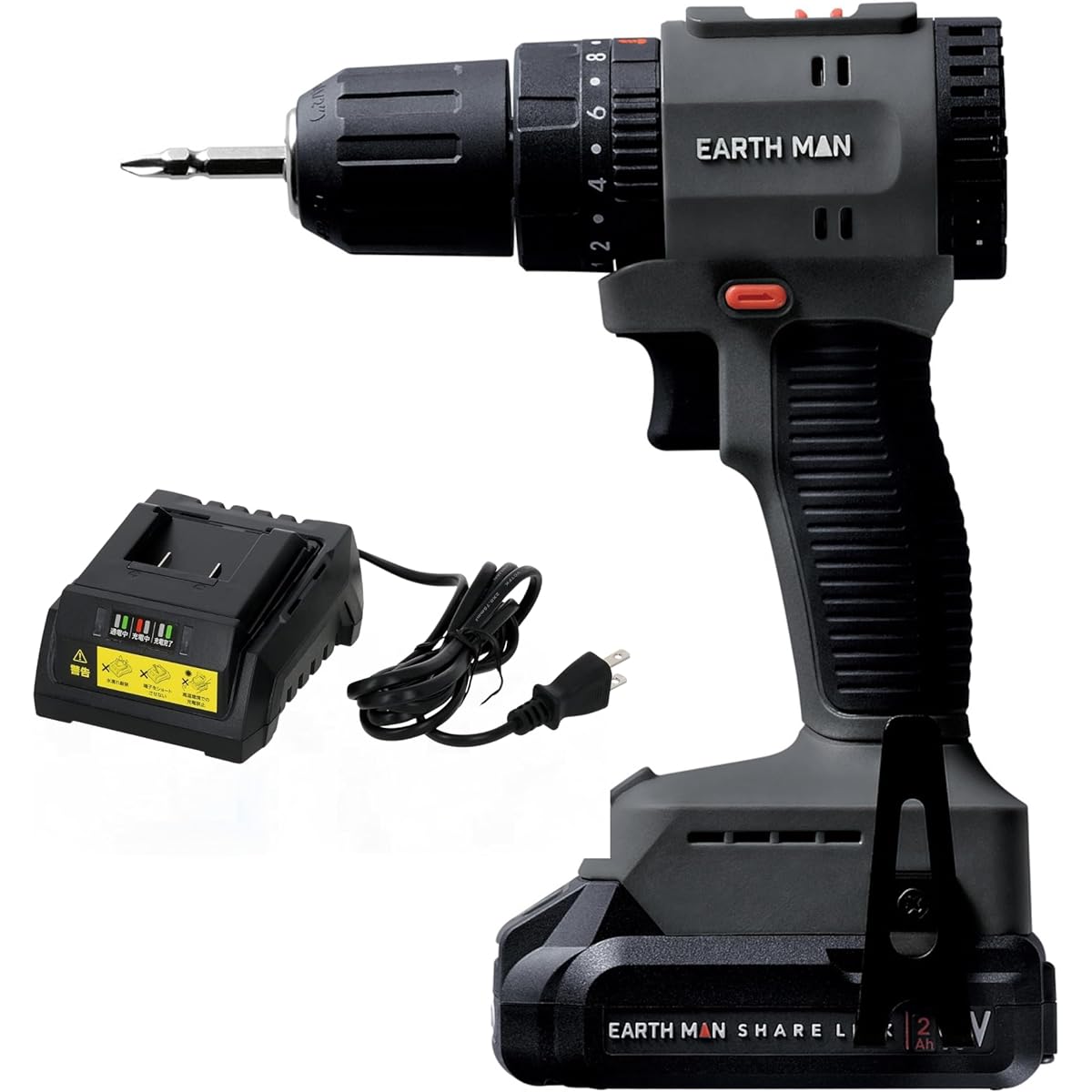 Takagi EARTH MAN SHARE LINK 18V Rechargeable Brushless Vibration Drill SL-BDR40-AS Concrete Drilling Electric Drill Screw Tightening Power Tool Continuously Variable Speed with Clutch Function