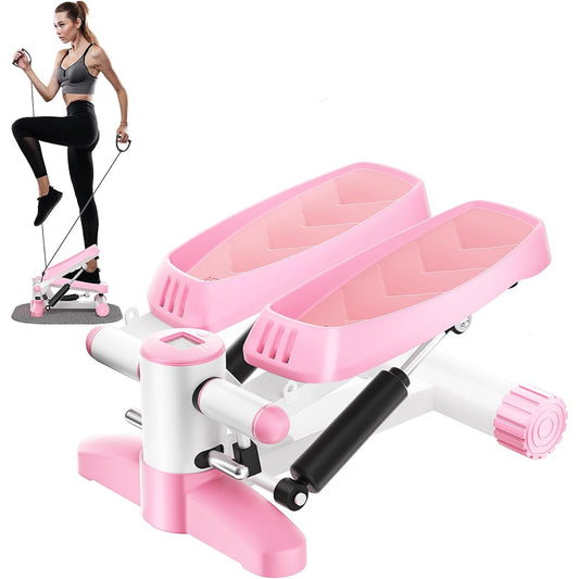 Stepper, Diet Equipment, Health Stepper, Fitness Machine, Walking Machine, Health Equipment with Power Band & Digital Monitor, For Indoor Exercise, Aerobic Exercise at Home, Noise Prevention Mat Included, Unisex, Cute, Pink