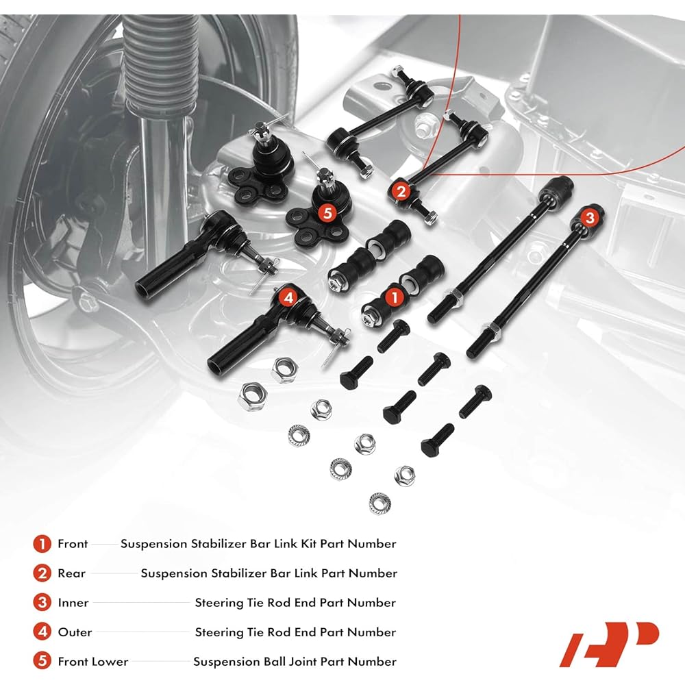 A-PREMIUM 8 Piece Frontoria Suspension Kit Swaver Link Stabilizer Link Title Rod End Cadillac DTS Devil Ceville Lusiver Lusan Park Avenue Riviera Pontiak Bonnbill All-Zmobil