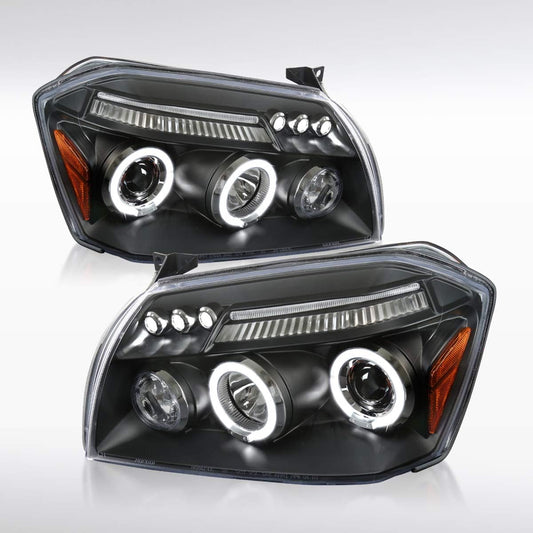 Autozensation 2005-2007 DODGE MAGNUM LED Projector Headlight Black L + R Pair headlamp