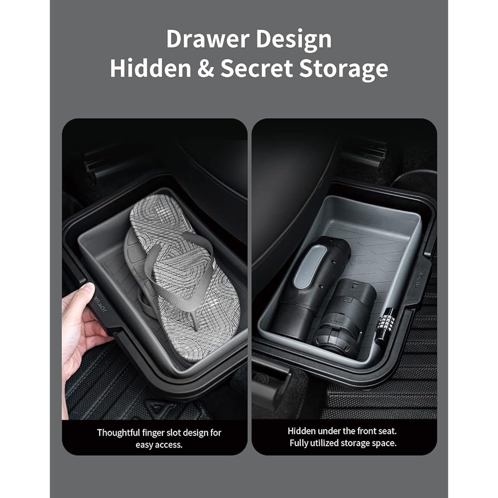 JOWUA Products Under Seat Foldable Organizer (2 Pieces) Tesla Model Y/X Plaid Pattern