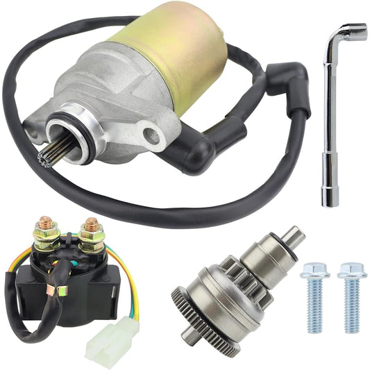 STABSOLI Starter Motor & Drive & Solenoid Relay GY6 47cc 49cc 50cc Scooter Moped ATV Go Kart Taotao SUNL ROKETA Tank JCL