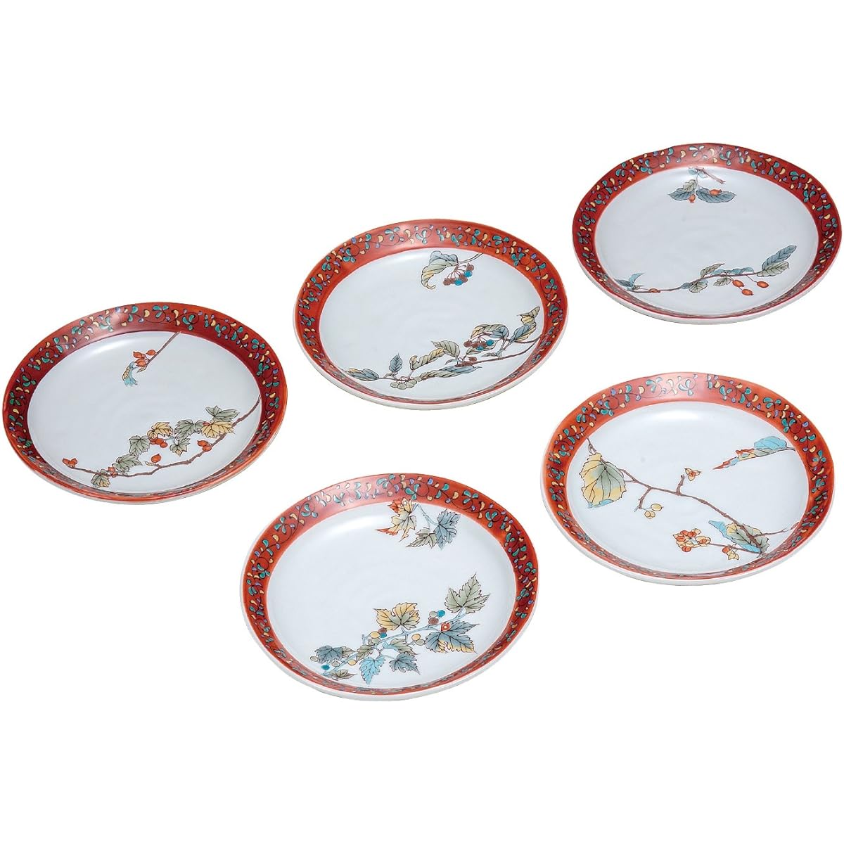 Maruyone Kutani ware No. 5 plate collection/different nut picture K5-69