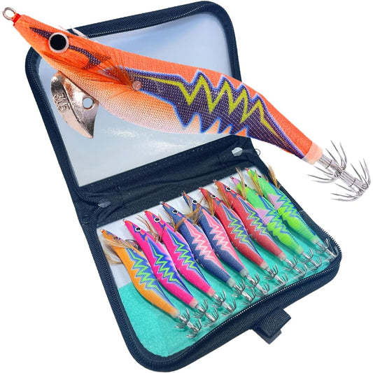 [TACKLAND] Set of 10 Egi carefully selected colors that are often used Egi case included Size 2.5 Size 3.0 Size 3.5 Egging lure Beginner Squid Octopus Full body night rattle type Egi bait tree