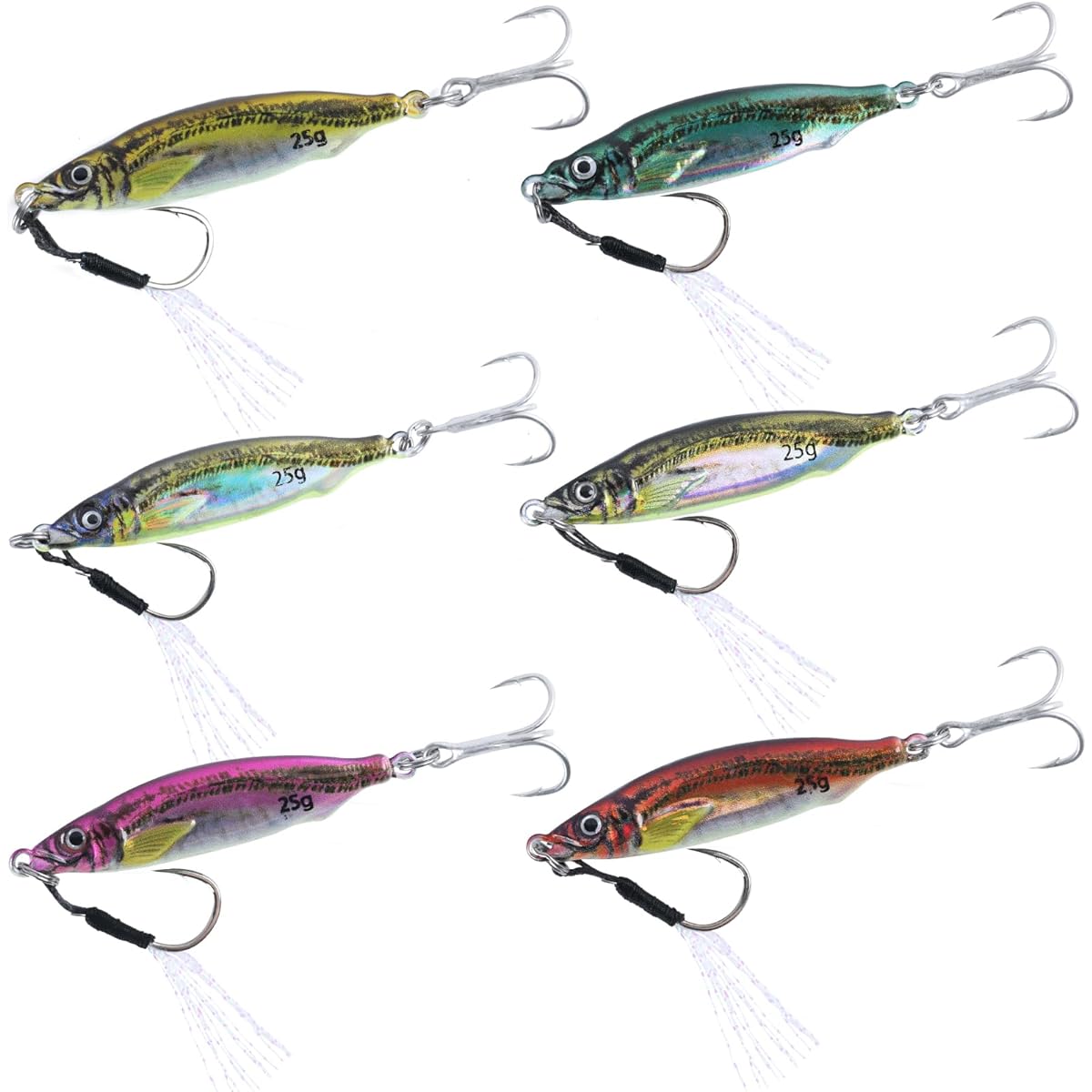 Goture Metal Jig, Jigging, Sea Fishing, Boat Fishing, Lure Set, Metal Jig Set, Lure, Slow Jigging, Luminous, Surf, Red Sea Bream, Root Fish, Blue Fish, Hairtail, Seabass, Flounder, Rich Colors, 10g-80g, Set of 6