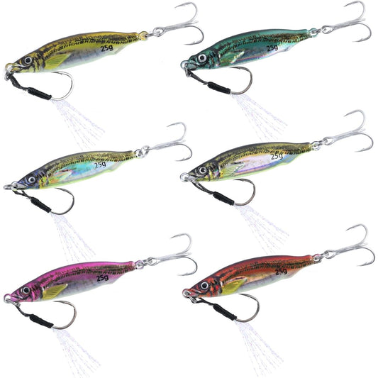 Goture Metal Jig, Jigging, Sea Fishing, Boat Fishing, Lure Set, Metal Jig Set, Lure, Slow Jigging, Luminous, Surf, Red Sea Bream, Root Fish, Blue Fish, Hairtail, Seabass, Flounder, Rich Colors, 10g-80g, Set of 6