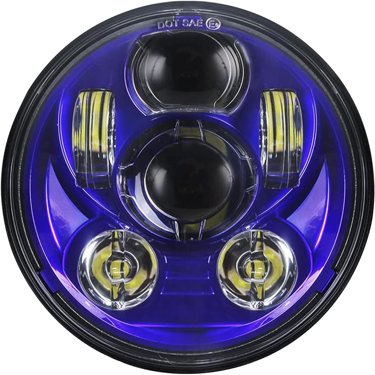 ATUBEIX 5-3/4 5.75 inch LED Headlight Headlight Head Light Auto Lamp Iron 883 DYNA SportSter Rowlider Triple Wide Glide LED Projector Drying Light (Blue Color Diameter 143mm)