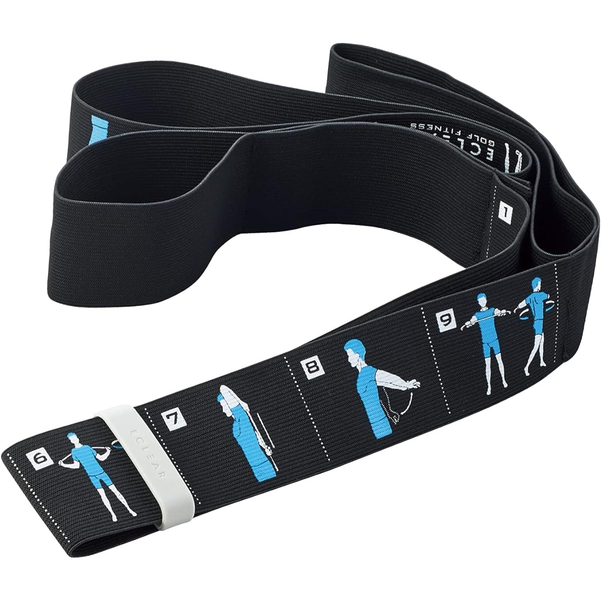 ELECOM Golf Warm-up Band with Stretch Menu, Collection Band Included, Upper Body Emphasis, Black HCG-PBN01BK