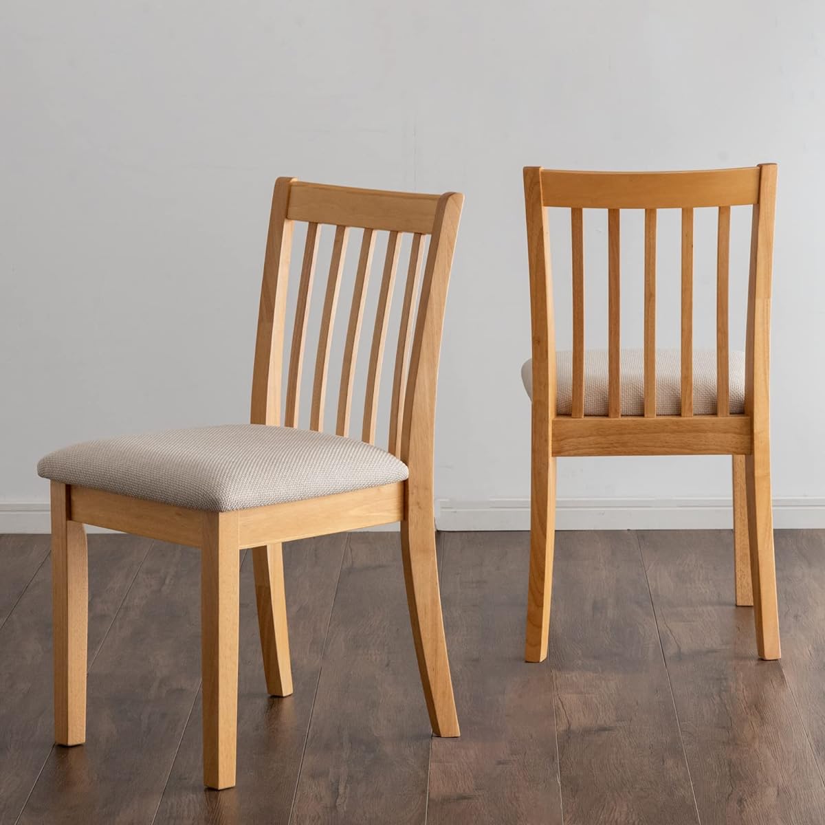 Tansu no Gen Dining Chair [2 Legs] Natural Wood, Fabric, Cushion Seat, Safe Foster Painting, Easy to Assemble, Natural x Beige 49611144 (87710)