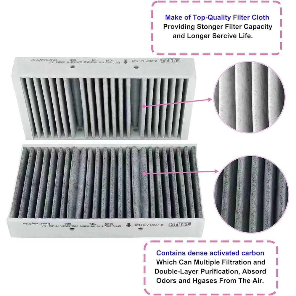 Msisipiri Cabin Air Filter Mercedes -Benz ML350 ML450 GL450 GLS450 GLS450 GLS450 GLS550 ML550 ML550 GL63 AMG GLS63 AMG GLE400 GLE63 AMG 16683 Exchange 00318, (2 sets)