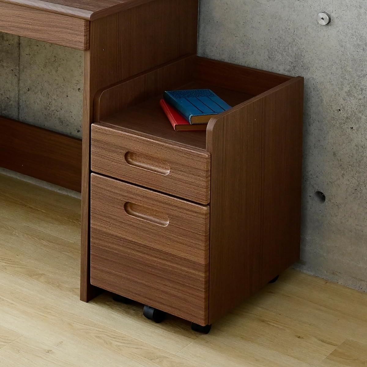 [Yamazen] Wagon Desk Wagon Complete Product with Casters Width 31.5 x Depth 43.5 x Height 51.5cm A4 File Storage with Drawer Walnut KFW-2D(WL)