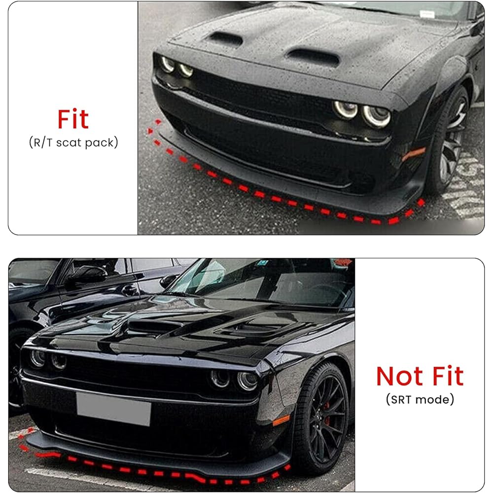 HOOLCAR Front Bumper Lip Spuritter Protector Front Shavel Cover 2015-2021 Dodge Challenger Skat Pack R/T GT SRT PLUS Red 2 pieces