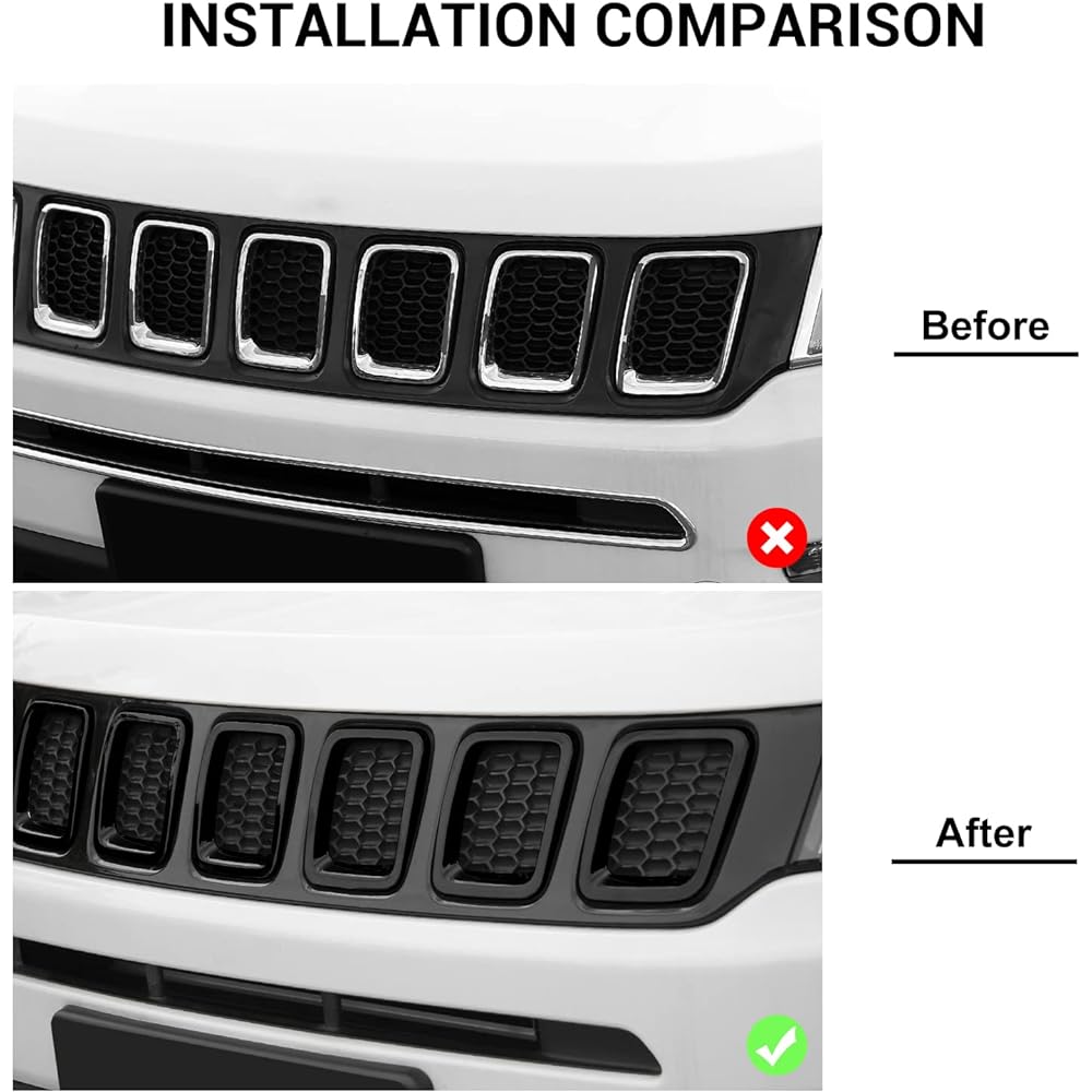 Grill cover insert frame trim kit 2017-2018 Black for Jeep Compasses JECARJC2