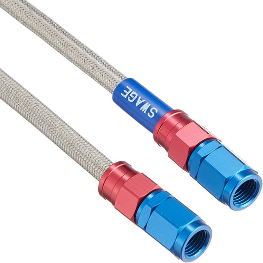 SWAGE LINE Easy Order Brake Hose General Purpose Hose Straight Fitting Aluminum (Red/Blue) Clear Hose 600mm SAK-1010M-0600