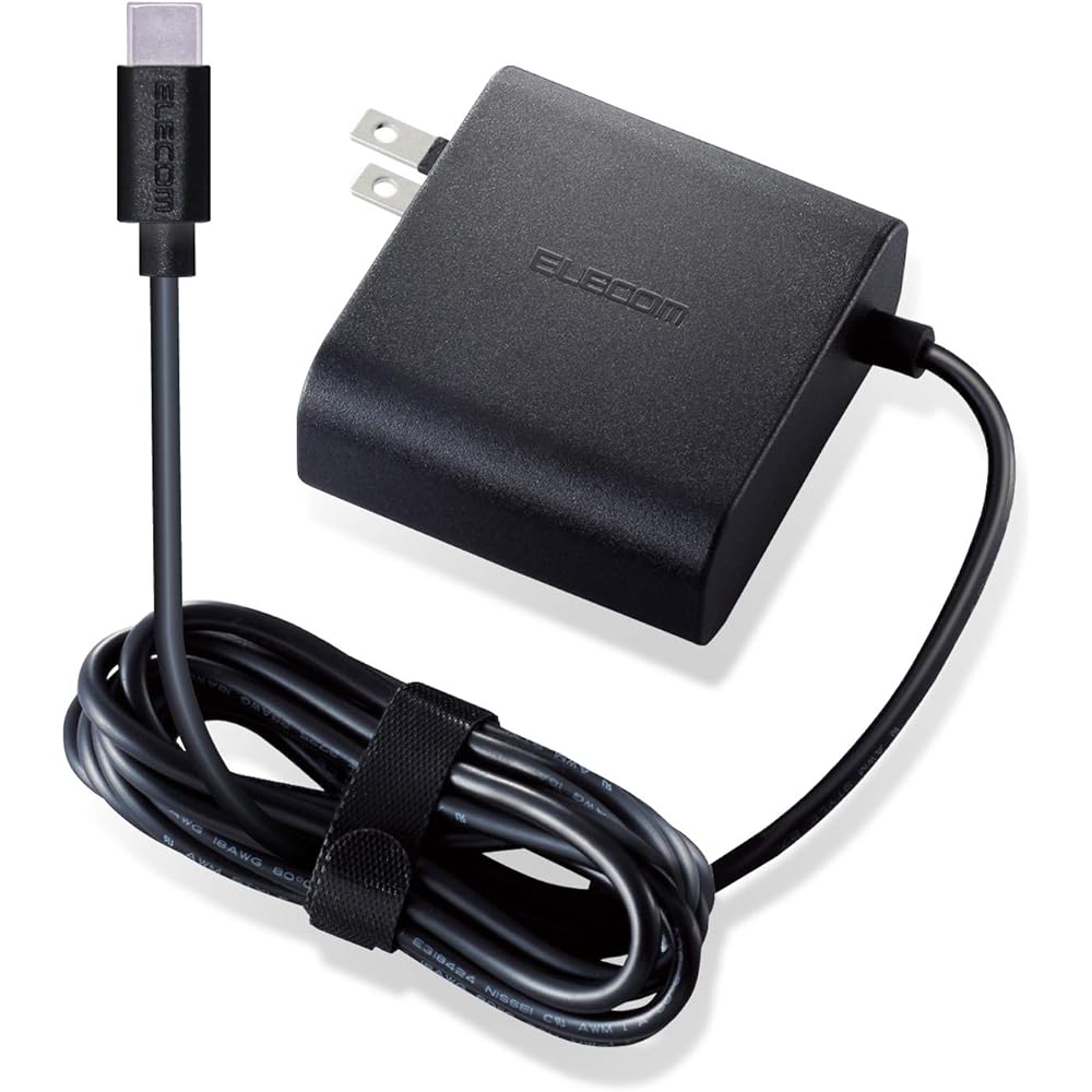 ELECOM Laptop AC Adapter Type-C PD Compatible 65W Cable Integrated 2m Black ACDC-PD0465BK Compatible with iPhone