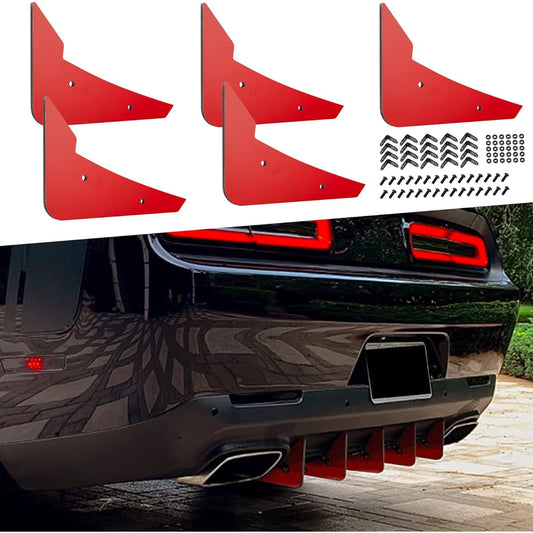 Rear Diffuser V3 5 Finset Dodge Challenger 2015-2022 Stockria Bumper, Redria Bumper Devil Shark Finn