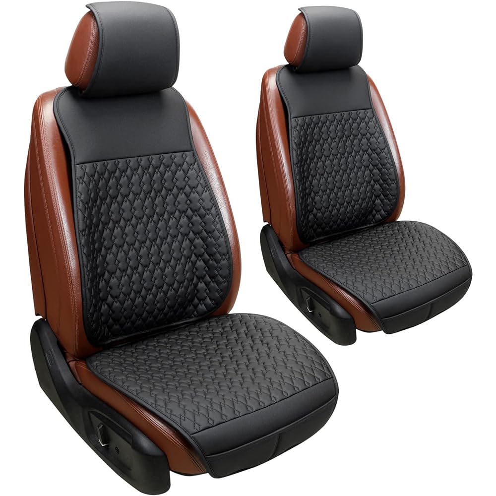 ZATOOTO Car Seat Cover, 2 Pieces, Good Breathability, Thick, Soft, High Elasticity, Improved Cushioning, Doesn't Get Stuffy, Doesn't Slip, Anti-Sweat, For Cars, Leather, All Seasons, Waterproof, Driver Seat, Passenger Seat LYZT4-B2