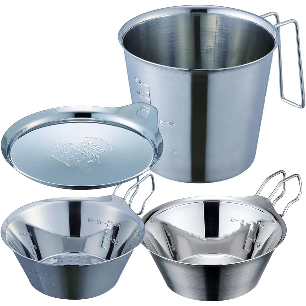 TSBBQ Stainless Shella Cup Series Made by Tsubame Sanjo (Shera Cup + Shella Strainer + Shella Lid + Shella Cooker 800 Sets)