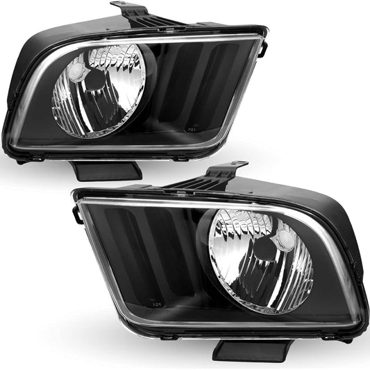 TUSDAR Headlight Acembresset 2005-2009 Ford Mustang's passenger seat and driver's side side (with black housing amber ratters)