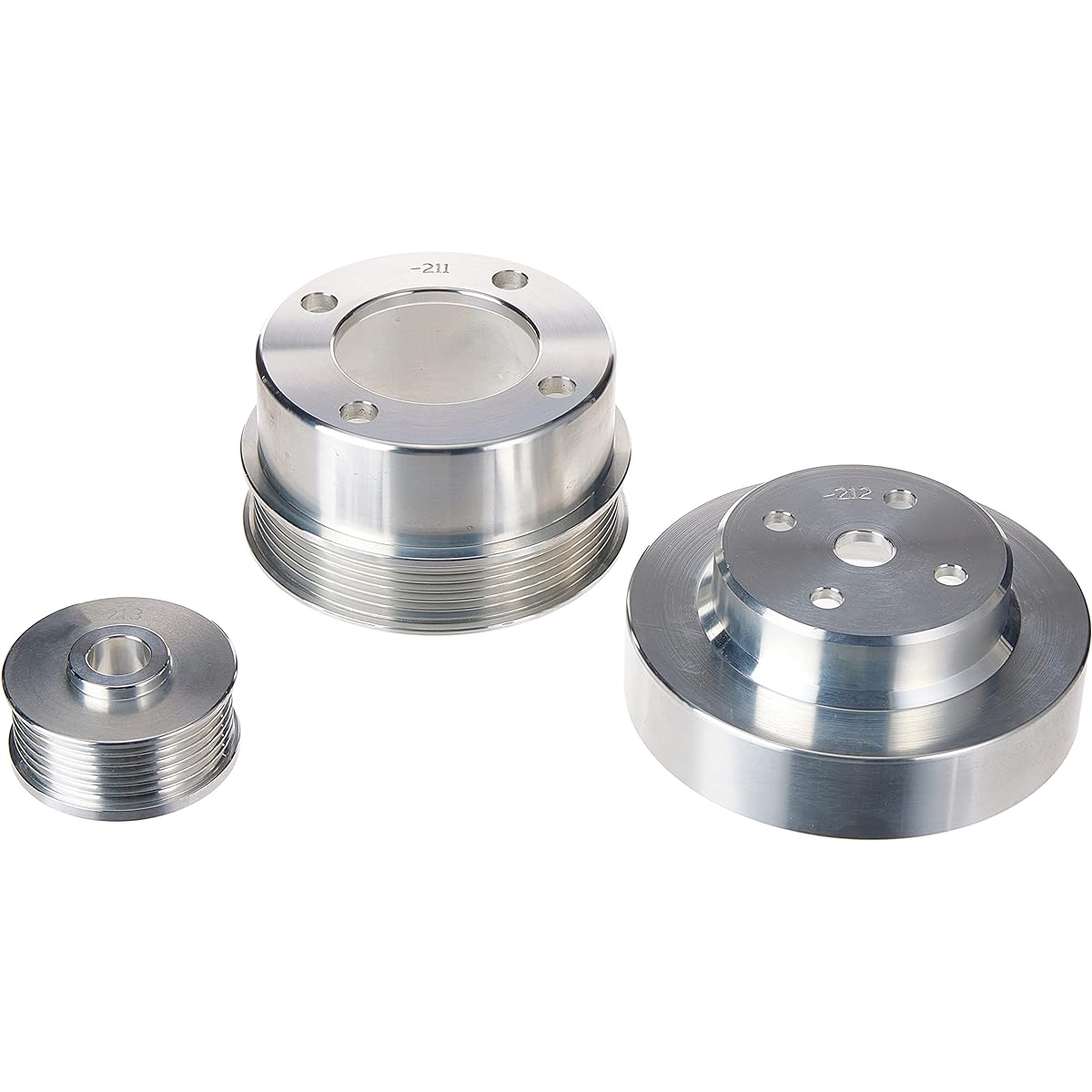 BBK 1553 Under Drive Pulley Kit Ford Mustang 5.0L -3 Piece Lightweight CNC Machine Processing Aluminum Kit