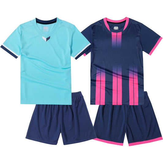 [Hiheart] Kids Soccer Wear, Boys' Sportswear, Elementary School Jersey Set, Short Sleeves, Pants, Total of 4 Pieces, Training Top and Bottom Set, 120cm~150cm