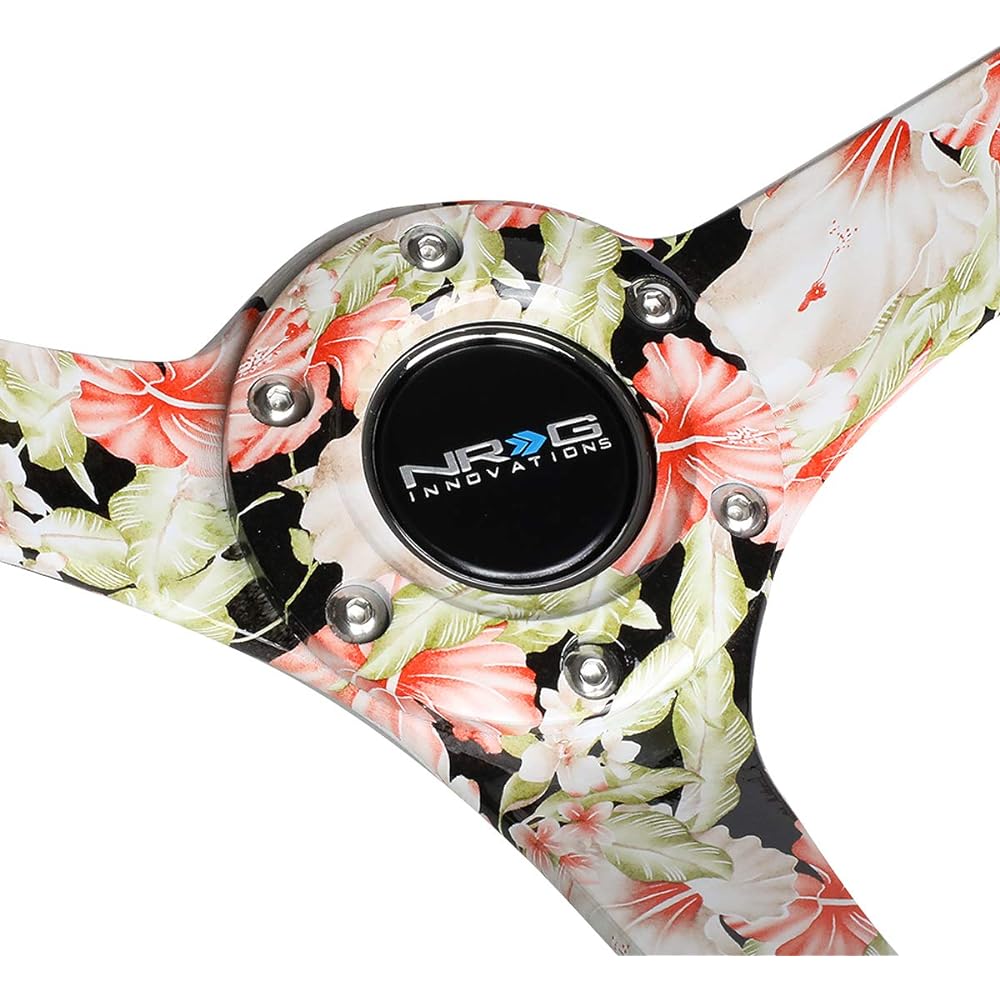 NRG Innovations Reinreplacement Forced RST-036FL-S 350mm 3 inch Deep Dish Suede Grip Floral Patterl Spoke Handle