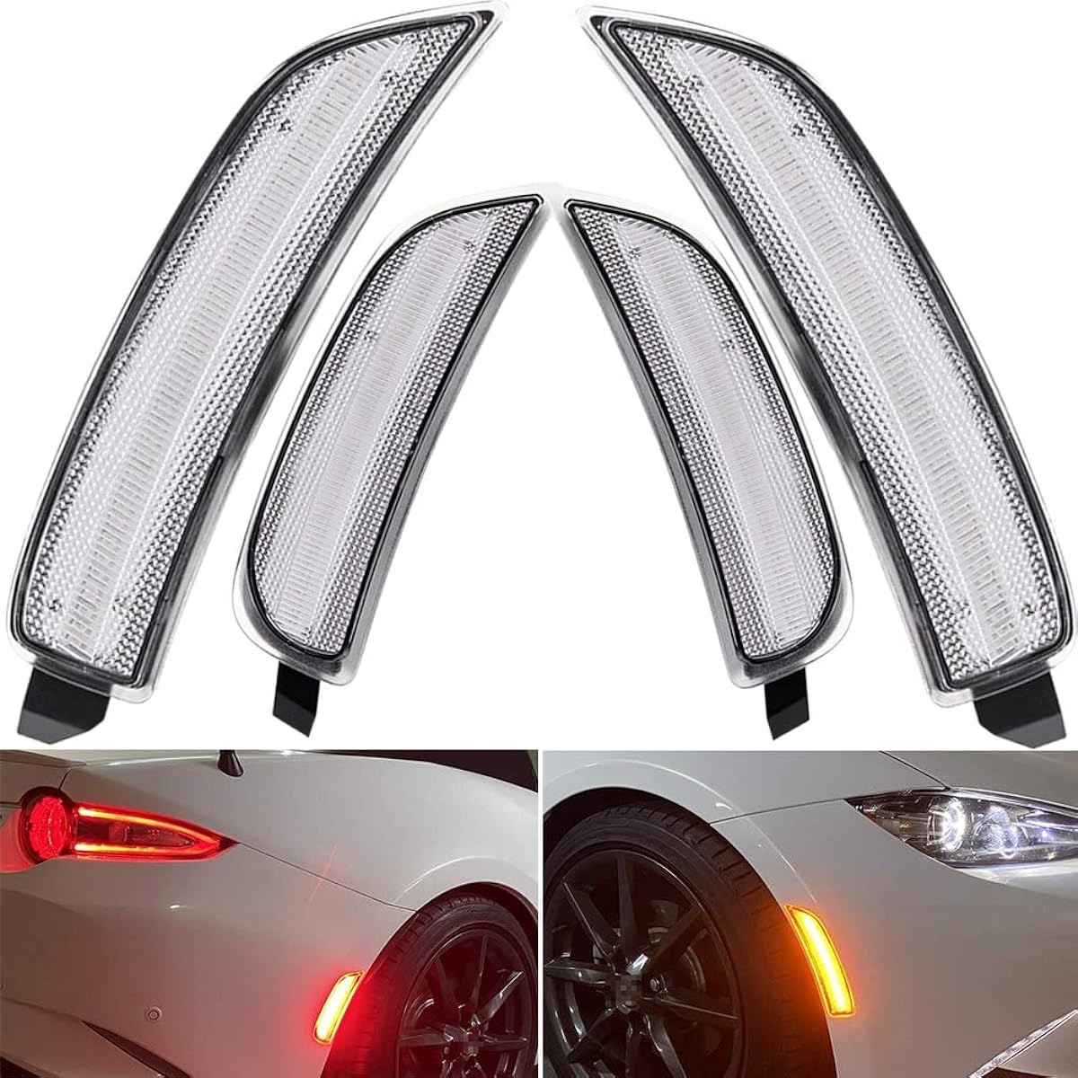 MX-5 MIATA Side Repeater Amber LED Side Marker Lump Mazda Miata MX-5 LED Turn Singal Light Kit SMD Dynamic LED OEM Side Marker Lamp Replacement (Clean Lens Wheel Side Marler Light)