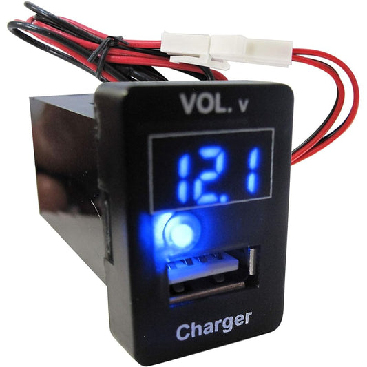 Voltmeter + USB charging port extension kit [Toyota/Suzuki/Daihatsu A type] Blue Compatible product