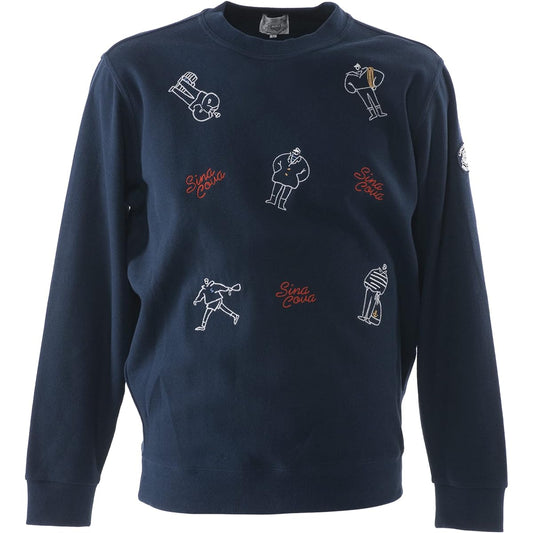 [Shinakoba] Men's Sweatshirt, Long Sleeve, Round Neck, Crew Neck, 100% Cotton, Ridged W Face Sweatshirt, Flying Pattern, Embroidery 23120020
