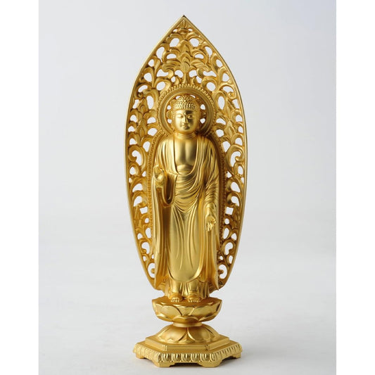 Buddha statue Amida Nyorai standing statue 15cm (gold plated/24K gold) Buddhist sculptor: Hideun Makita Original _ (born in the Year of the Dog and Pig) Twelve Zodiac Guardians Zodiac Takaoka Copperware