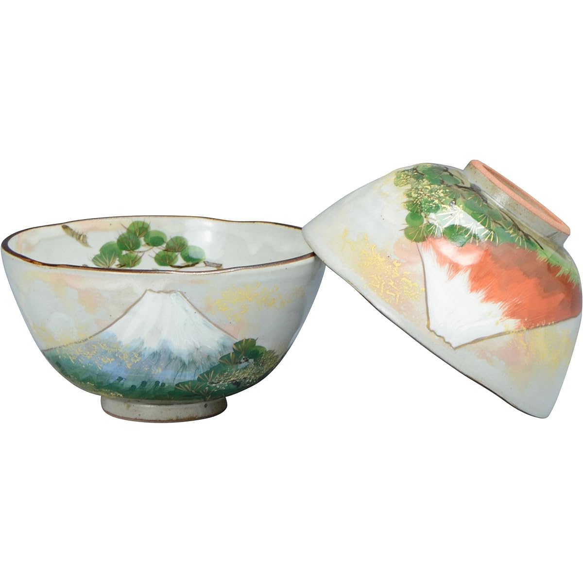 Kyoto ware Kiyomizu ware Shunzan kiln set rice bowl Kissho Fuji LSK509