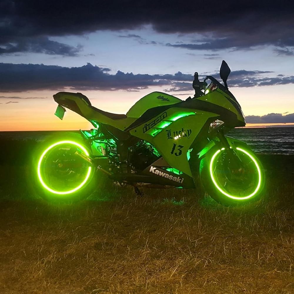 New Special Edition Lime Green High Intensity Grade Reflective Copyrighted Safety Rim Tapes, 17" (Rim Size for Most SportsBikes)
