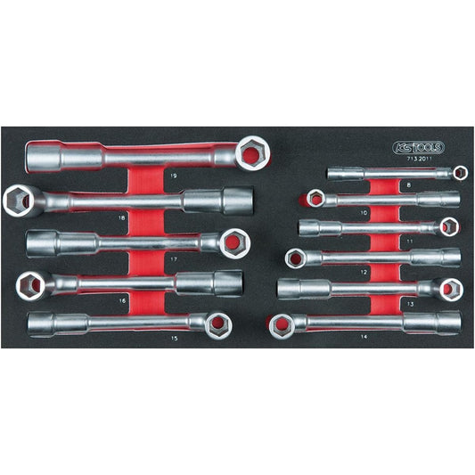 KS TOOLS SCS Pipe Head Wrench Set 11 pcs 1/3 system insert 713.2011