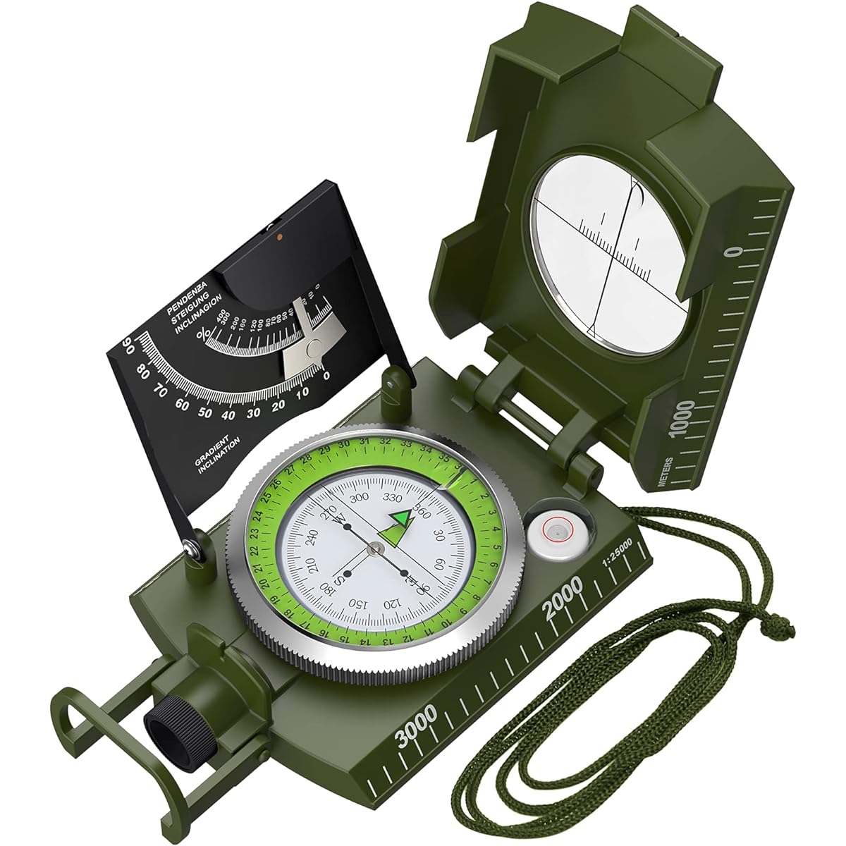Proster IP65 Hiking Compass with Sighting Clinometer Professional Military Compass Metal Camping Compass Waterproof with Carry Bag for Camping Hunting Hiking Geological Activities