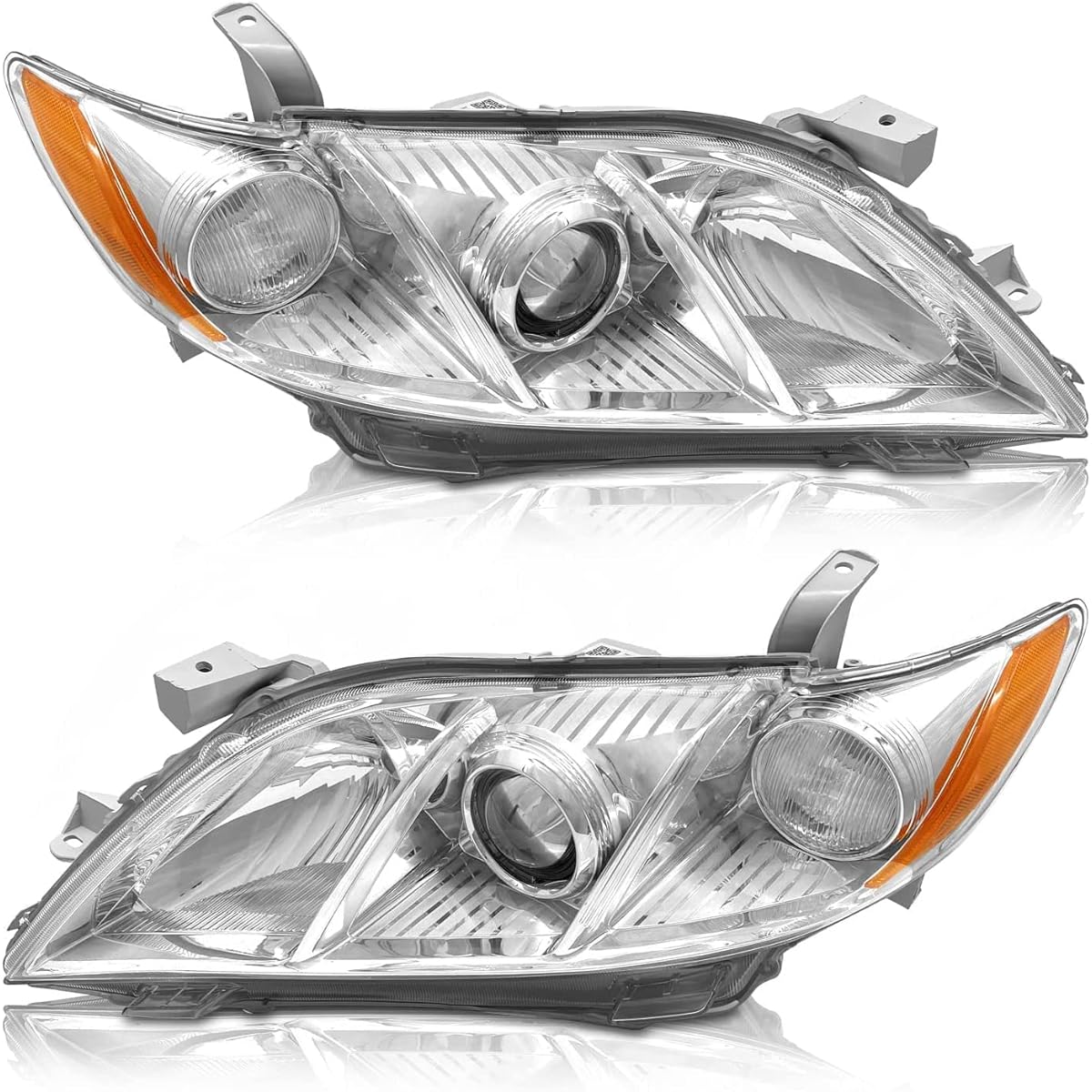 AS 2007 2008 2009 2009 Toyota Kamuri Headlight Acembring Headlamp 07 08 09 Left and right pairs excluding hybrid projectors for Kamri -Chrome Housing Clear Lens
