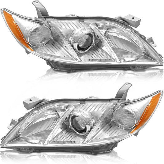 AS 2007 2008 2009 2009 Toyota Kamuri Headlight Acembring Headlamp 07 08 09 Left and right pairs excluding hybrid projectors for Kamri -Chrome Housing Clear Lens
