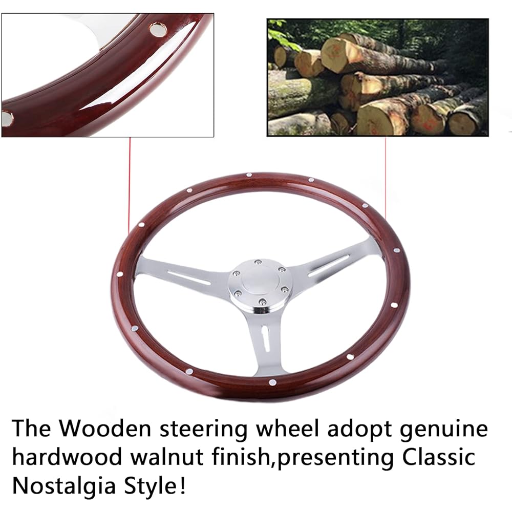 POSENG 380mm 15 inch wooden handle horn with button kit Classic wood grain handle nostalgia hollow rivet style